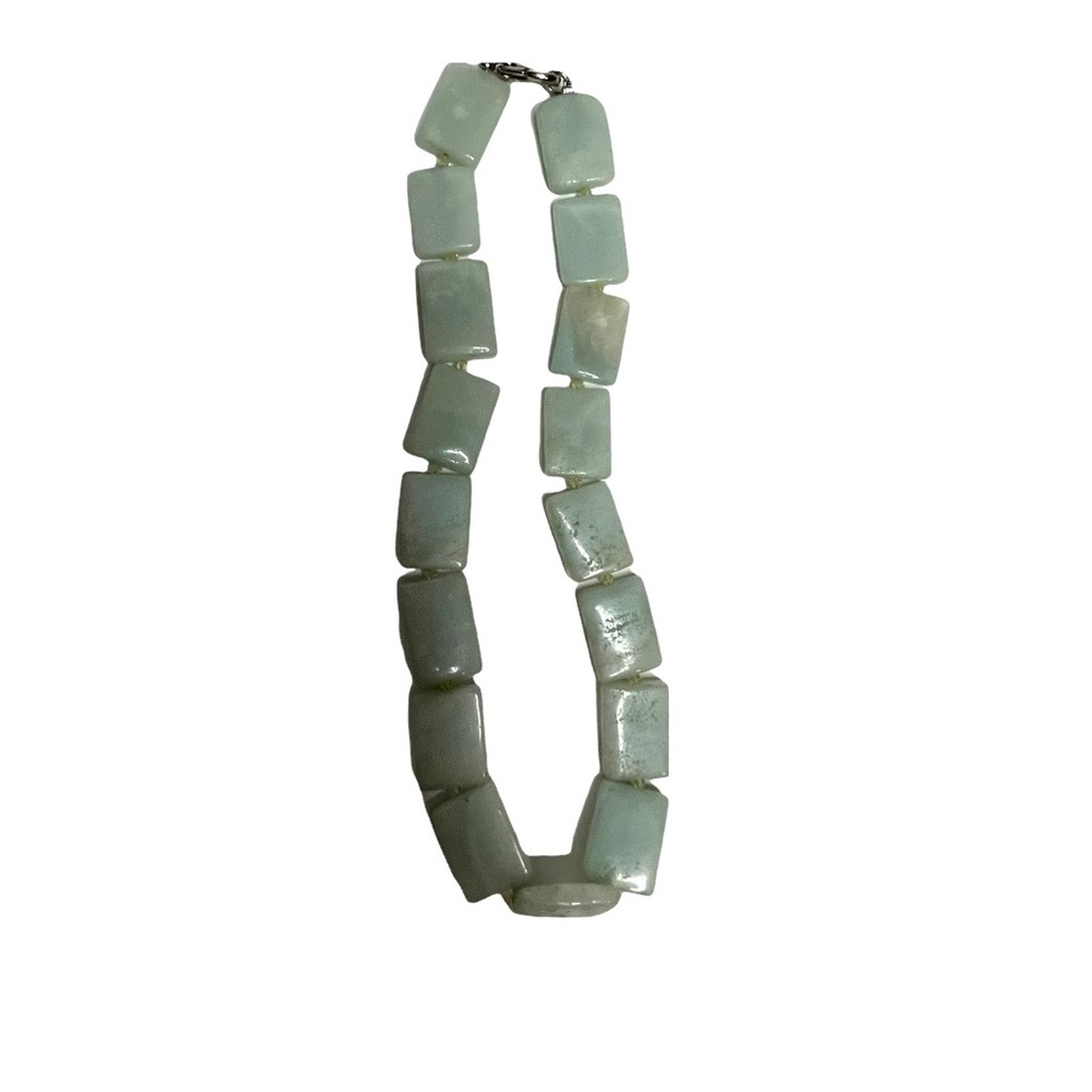 Handmade Artisan Colombian Seafoam Green Stone Choker Necklace - Picture 14 of 14